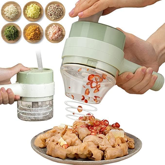 4-in-1 Electric Vegetable Chopper – Efficient Handheld Cooking Tool