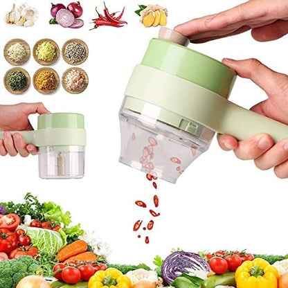 4-in-1 Electric Vegetable Chopper – Efficient Handheld Cooking Tool