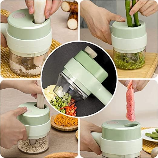 4-in-1 Electric Vegetable Chopper – Efficient Handheld Cooking Tool